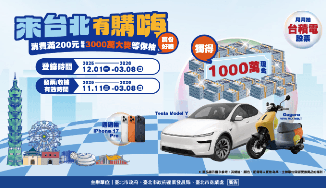 【來台北有購嗨｜消費歡樂抽】活動開跑